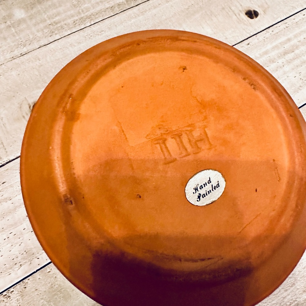 ITH Hand Painted Terracotta Fennel Herb‎ Bowl Orange Glazed Ceramic Trinket Dish - Picture 3 of 5